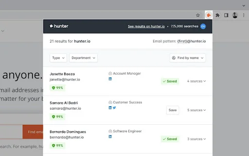 Download Hunter: Email Finder Extension Terbaru – Cari Email Gratis - Screenshot 1